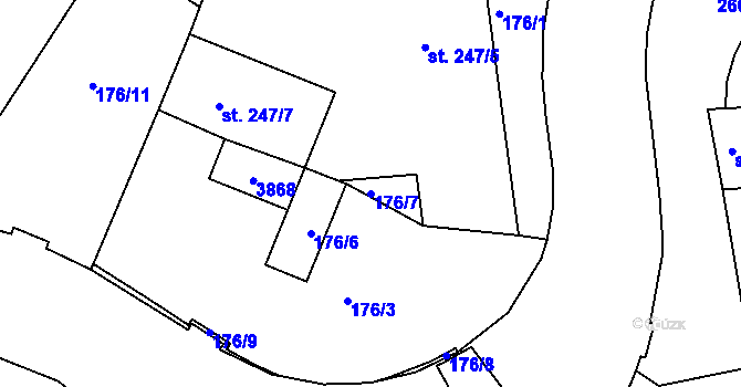Parcela st. 176/7 v KÚ Chrudim, Katastrální mapa