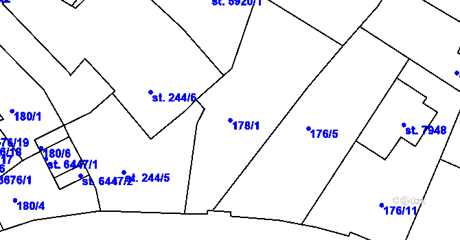 Parcela st. 178/1 v KÚ Chrudim, Katastrální mapa