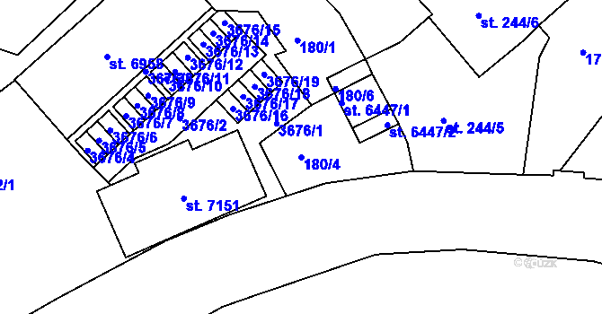 Parcela st. 180/4 v KÚ Chrudim, Katastrální mapa