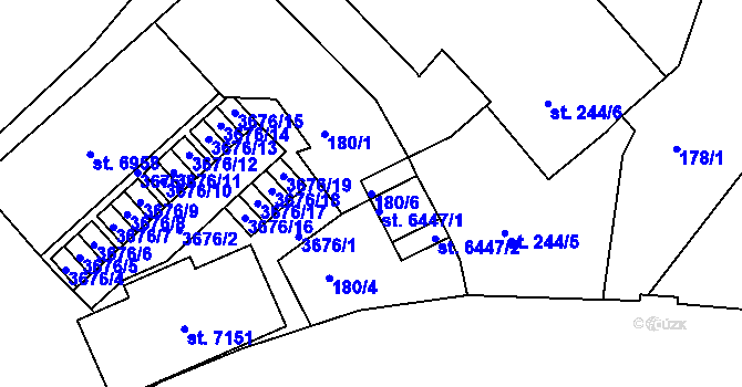 Parcela st. 180/6 v KÚ Chrudim, Katastrální mapa