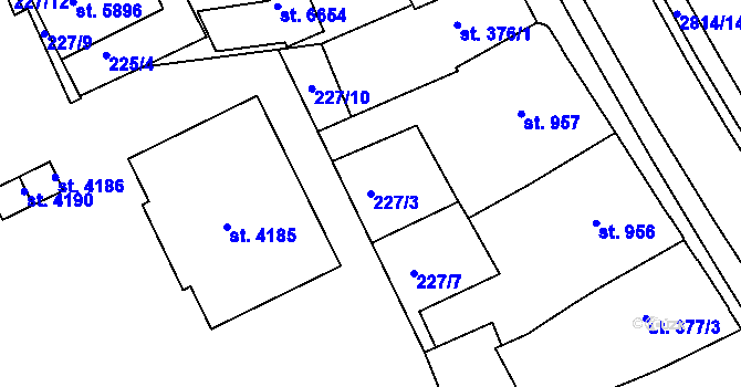 Parcela st. 227/3 v KÚ Chrudim, Katastrální mapa