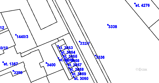 Parcela st. 232/7 v KÚ Chrudim, Katastrální mapa