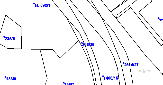 Parcela st. 236/16 v KÚ Chrudim, Katastrální mapa