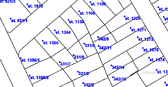 Parcela st. 331/5 v KÚ Chrudim, Katastrální mapa