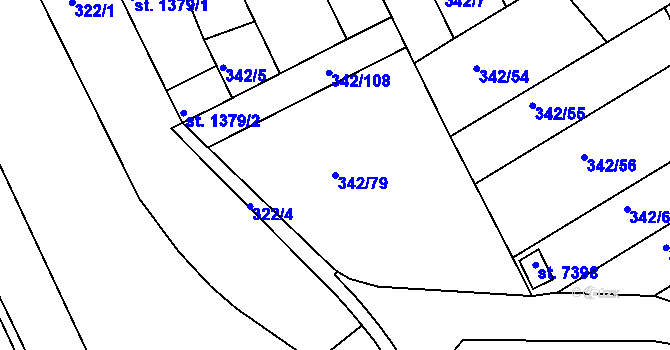 Parcela st. 342/79 v KÚ Chrudim, Katastrální mapa
