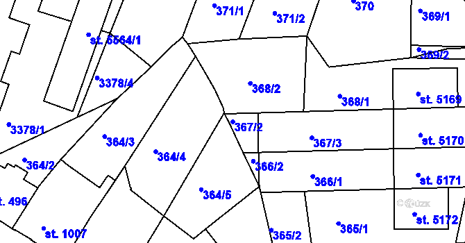 Parcela st. 367/2 v KÚ Chrudim, Katastrální mapa