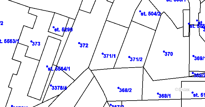 Parcela st. 371/1 v KÚ Chrudim, Katastrální mapa