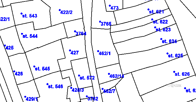 Parcela st. 462/1 v KÚ Chrudim, Katastrální mapa
