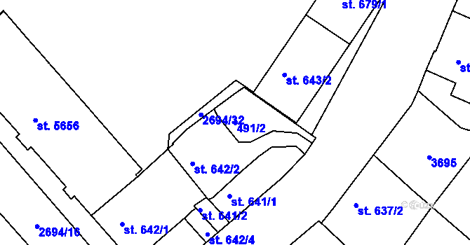 Parcela st. 491/2 v KÚ Chrudim, Katastrální mapa
