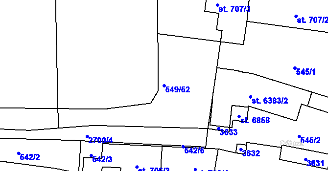 Parcela st. 549/52 v KÚ Chrudim, Katastrální mapa
