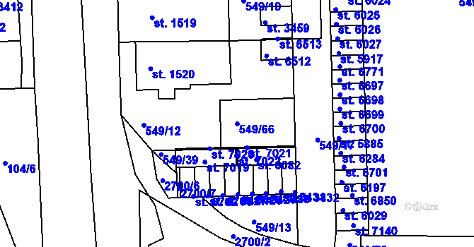 Parcela st. 549/66 v KÚ Chrudim, Katastrální mapa