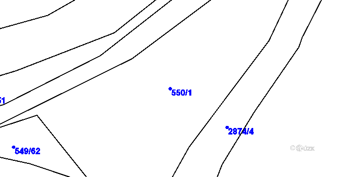 Parcela st. 550/1 v KÚ Chrudim, Katastrální mapa