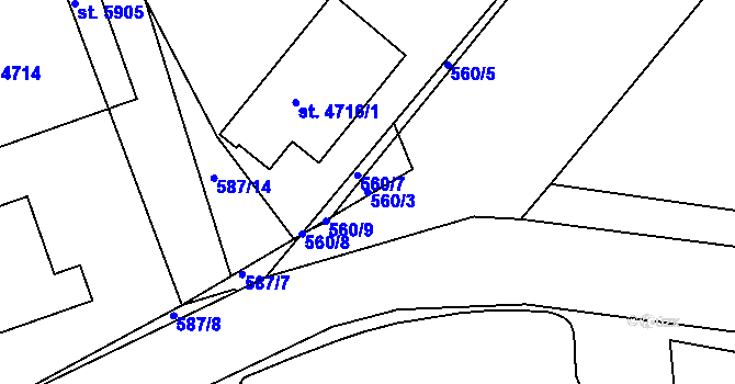 Parcela st. 560/3 v KÚ Chrudim, Katastrální mapa