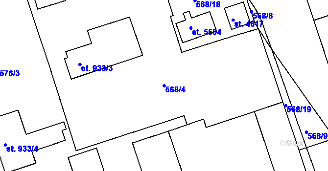 Parcela st. 568/4 v KÚ Chrudim, Katastrální mapa