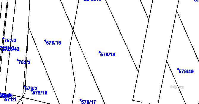Parcela st. 578/14 v KÚ Chrudim, Katastrální mapa