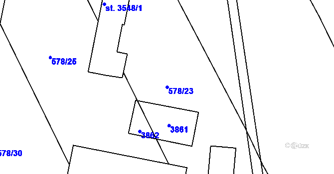 Parcela st. 578/23 v KÚ Chrudim, Katastrální mapa