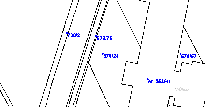 Parcela st. 578/24 v KÚ Chrudim, Katastrální mapa
