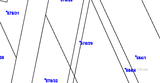 Parcela st. 578/29 v KÚ Chrudim, Katastrální mapa