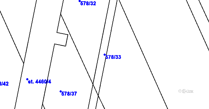 Parcela st. 578/33 v KÚ Chrudim, Katastrální mapa