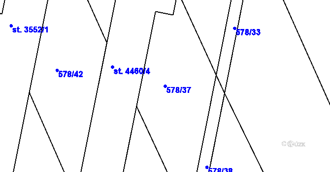 Parcela st. 578/37 v KÚ Chrudim, Katastrální mapa
