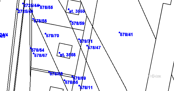 Parcela st. 578/47 v KÚ Chrudim, Katastrální mapa