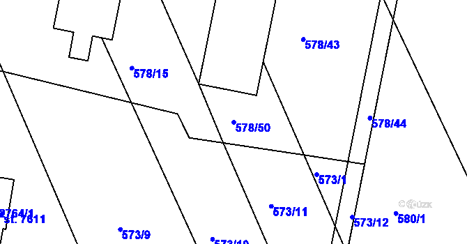 Parcela st. 578/50 v KÚ Chrudim, Katastrální mapa