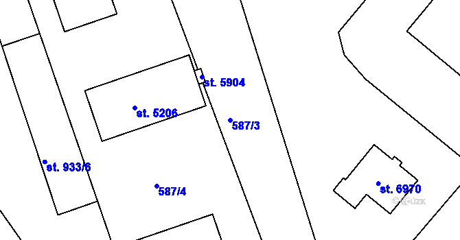 Parcela st. 587/3 v KÚ Chrudim, Katastrální mapa