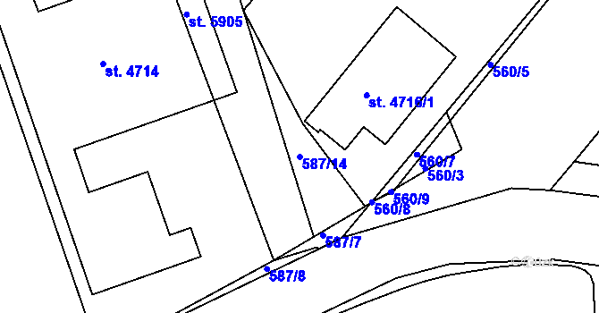 Parcela st. 587/14 v KÚ Chrudim, Katastrální mapa