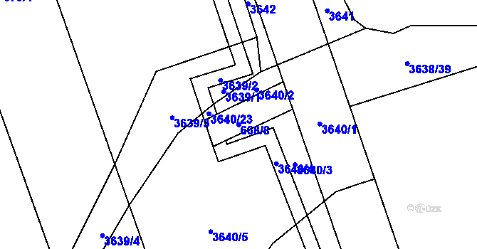 Parcela st. 668/8 v KÚ Chrudim, Katastrální mapa