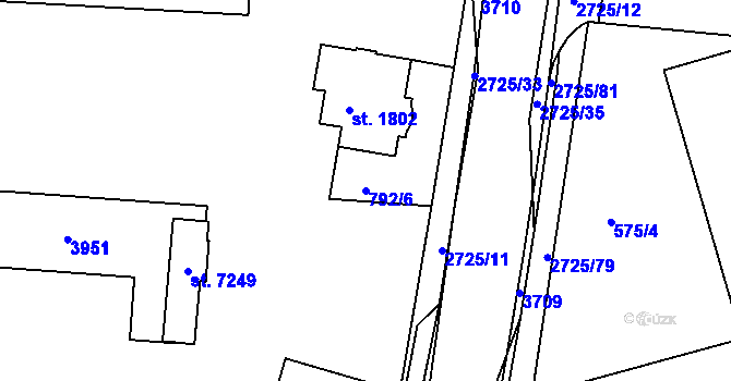 Parcela st. 792/6 v KÚ Chrudim, Katastrální mapa