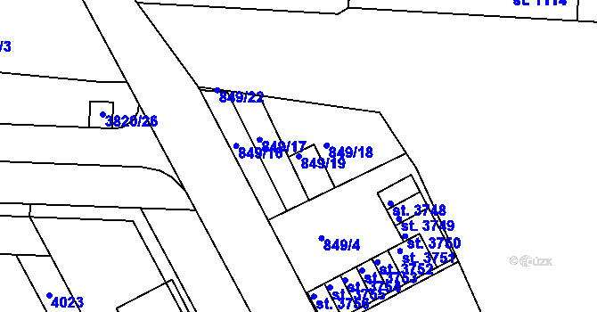 Parcela st. 849/19 v KÚ Chrudim, Katastrální mapa