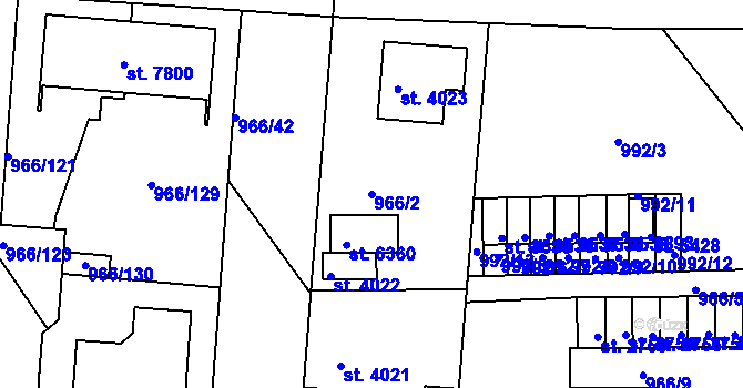 Parcela st. 966/2 v KÚ Chrudim, Katastrální mapa