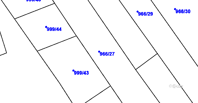 Parcela st. 966/27 v KÚ Chrudim, Katastrální mapa