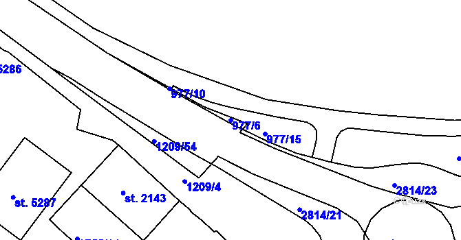 Parcela st. 977/6 v KÚ Chrudim, Katastrální mapa
