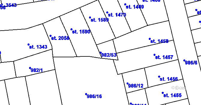 Parcela st. 982/53 v KÚ Chrudim, Katastrální mapa