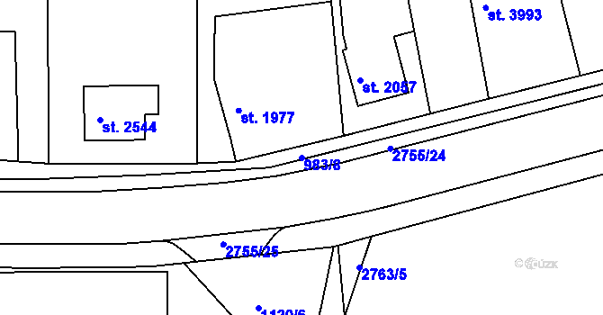 Parcela st. 983/8 v KÚ Chrudim, Katastrální mapa