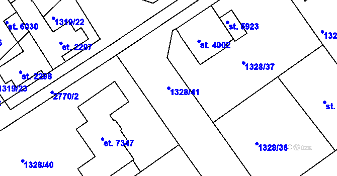 Parcela st. 1328/41 v KÚ Chrudim, Katastrální mapa