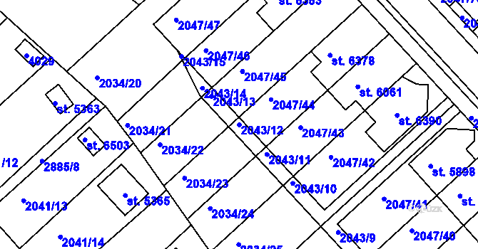Parcela st. 2043/12 v KÚ Chrudim, Katastrální mapa