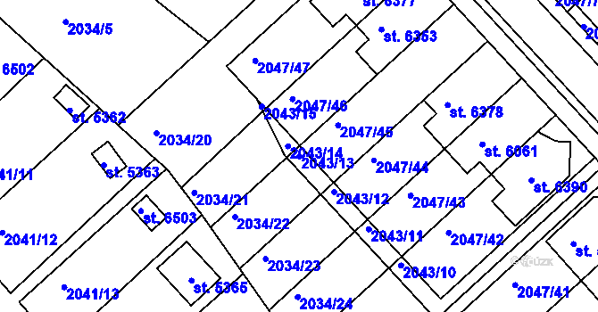 Parcela st. 2043/13 v KÚ Chrudim, Katastrální mapa