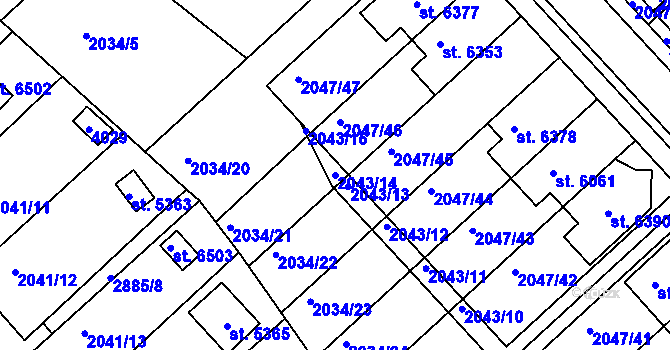 Parcela st. 2043/14 v KÚ Chrudim, Katastrální mapa