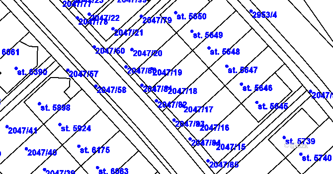 Parcela st. 2047/18 v KÚ Chrudim, Katastrální mapa