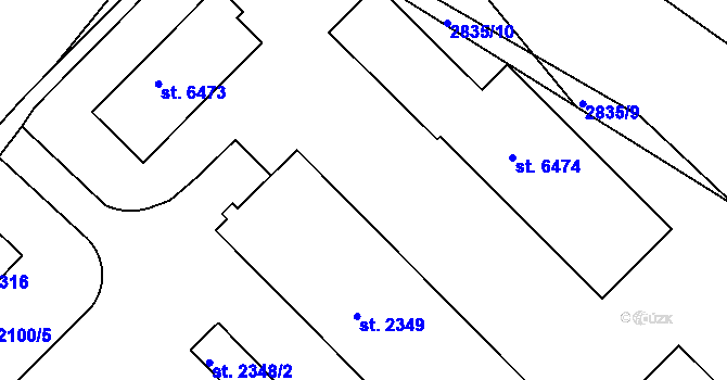 Parcela st. 2100/12 v KÚ Chrudim, Katastrální mapa