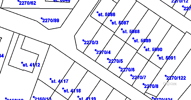 Parcela st. 2270/4 v KÚ Chrudim, Katastrální mapa