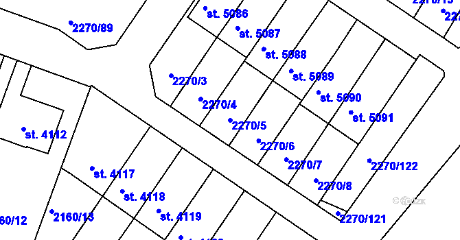 Parcela st. 2270/5 v KÚ Chrudim, Katastrální mapa