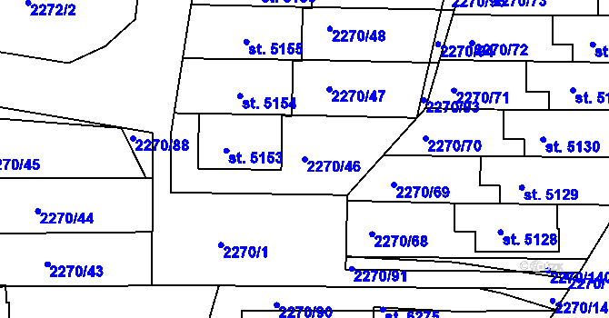 Parcela st. 2270/46 v KÚ Chrudim, Katastrální mapa