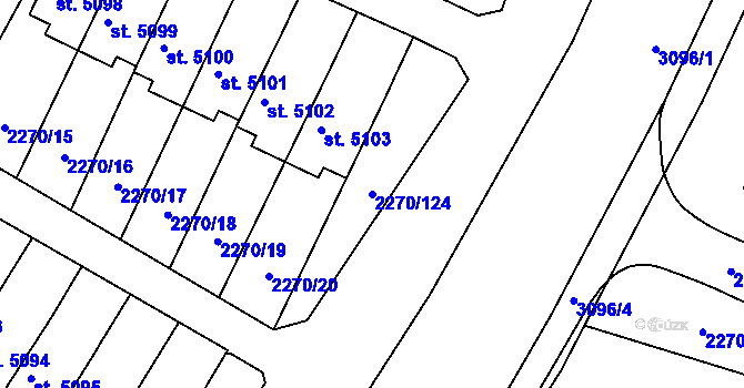 Parcela st. 2270/124 v KÚ Chrudim, Katastrální mapa