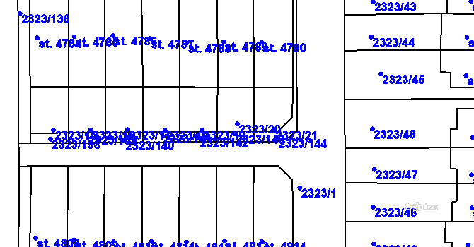 Parcela st. 2323/20 v KÚ Chrudim, Katastrální mapa
