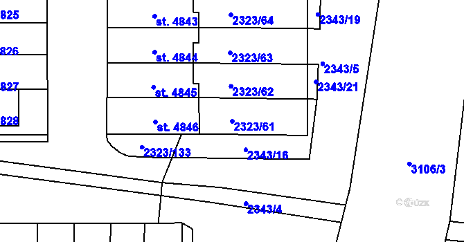 Parcela st. 2323/61 v KÚ Chrudim, Katastrální mapa