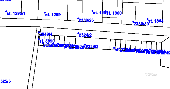 Parcela st. 2324/3 v KÚ Chrudim, Katastrální mapa