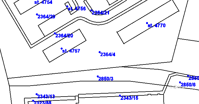 Parcela st. 2364/4 v KÚ Chrudim, Katastrální mapa